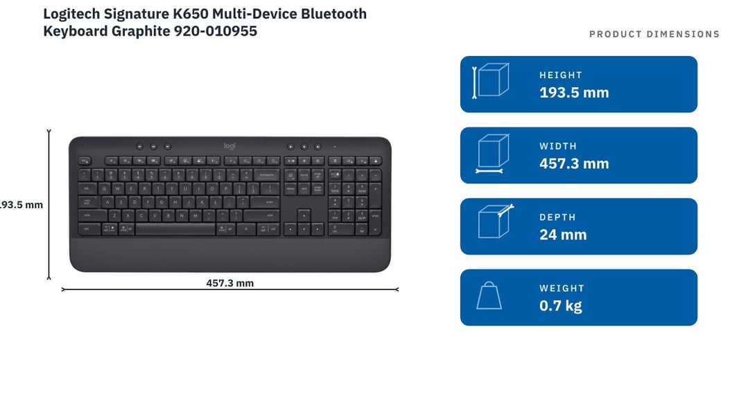 Logitech Signature K650 Multi-Device Bluetooth Keyboard Graphite 920-010955
