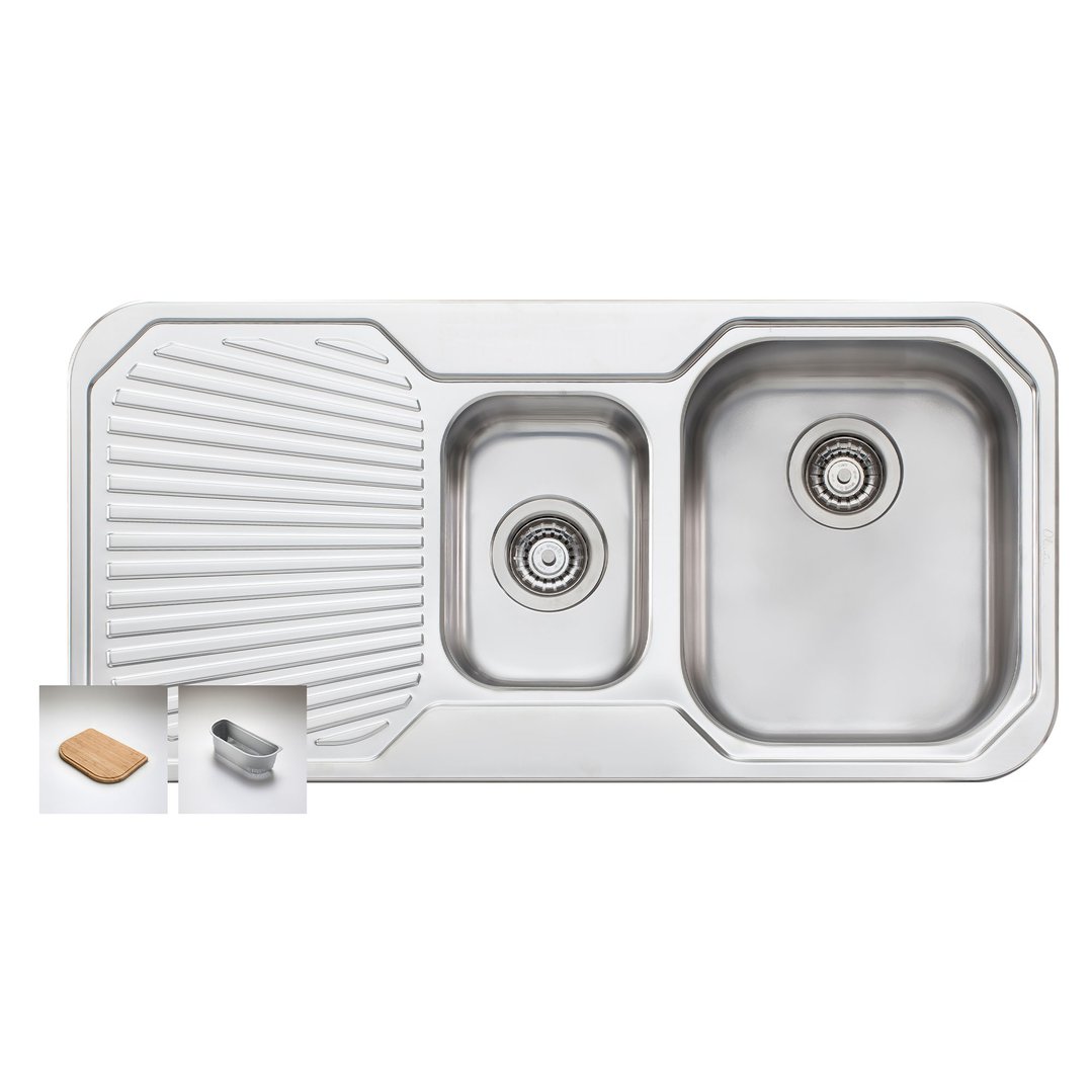 Oliveri Petite 1 & 1/2 Right Hand Bowl Sink With Drainer PE302