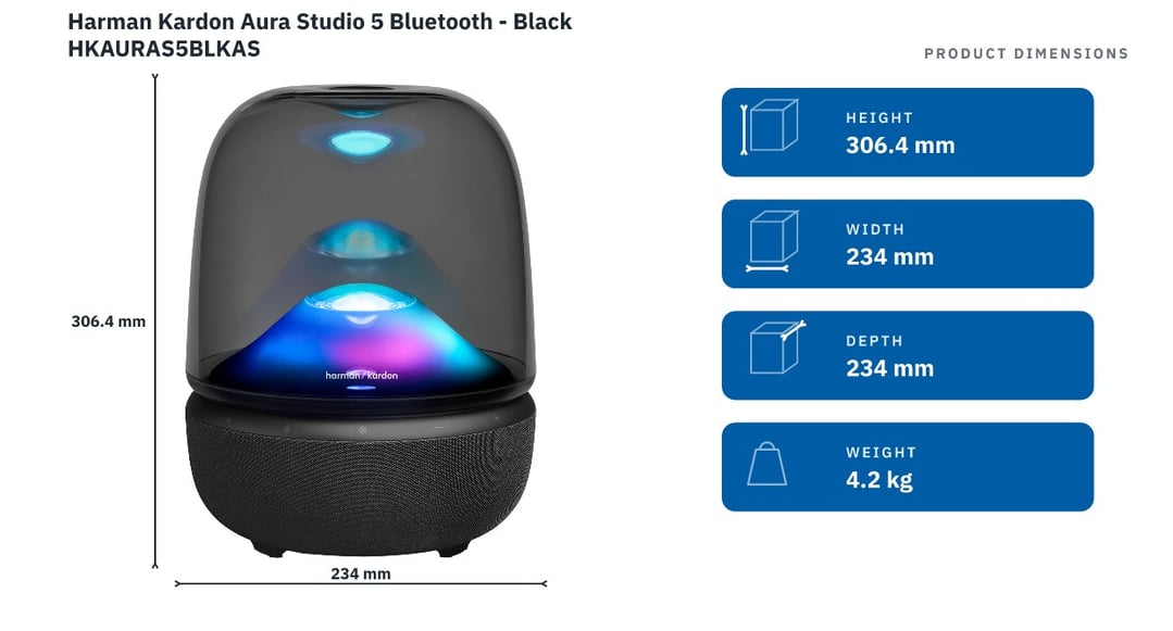 Harman Kardon Aura Studio 5 Bluetooth Speaker Black - Bing Lee