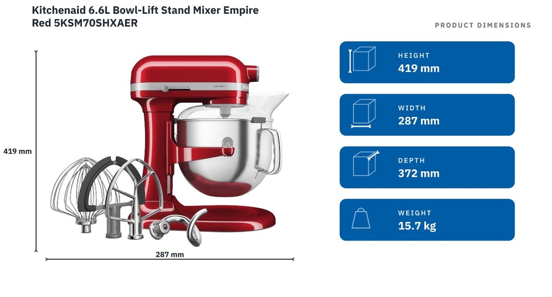 Kitchenaid 6.6L Bowl-Lift Stand Mixer Empire Red 5KSM70SHXAER