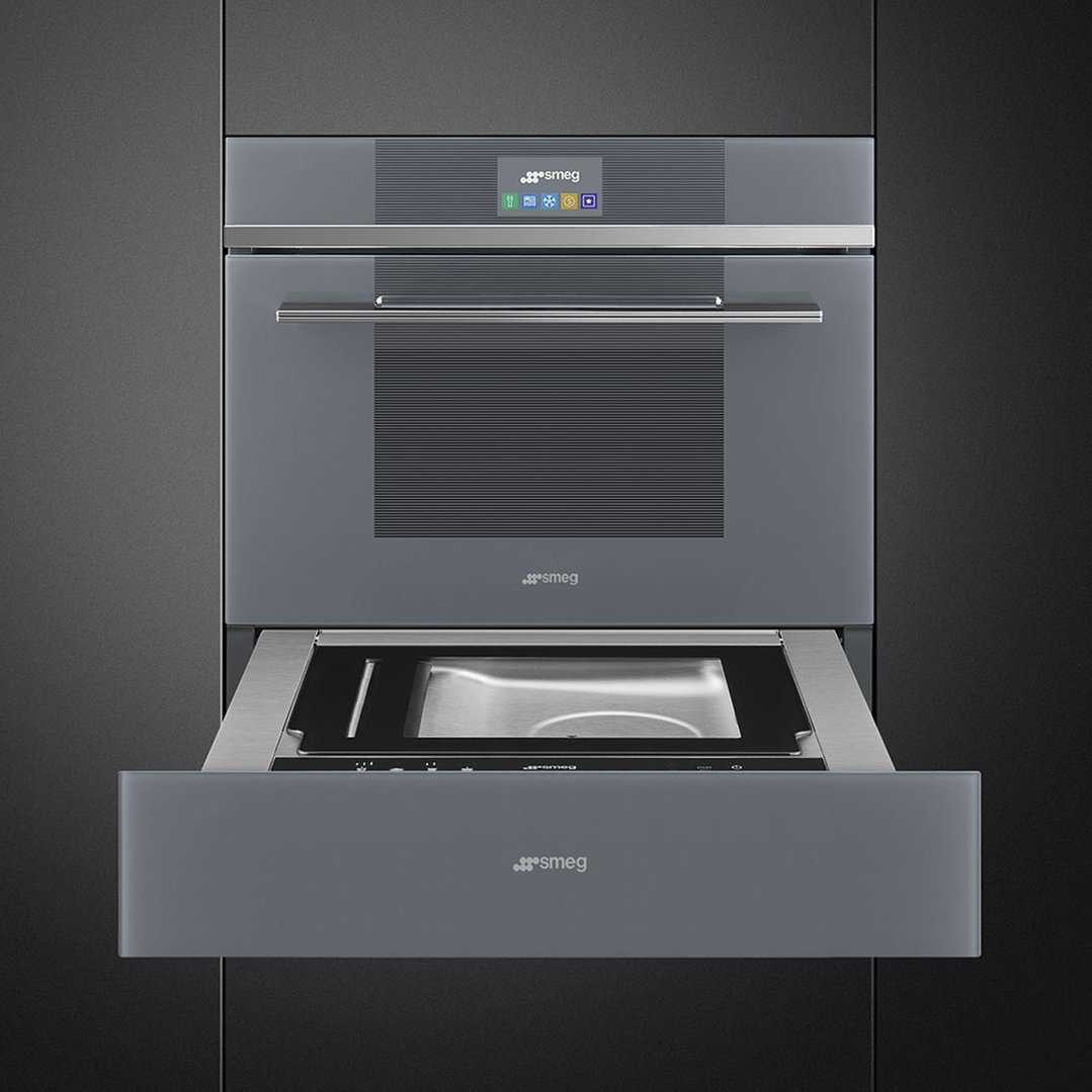 Smeg Sousvide + vacuum drawer, silver stopsol glass, 3 levels + chef