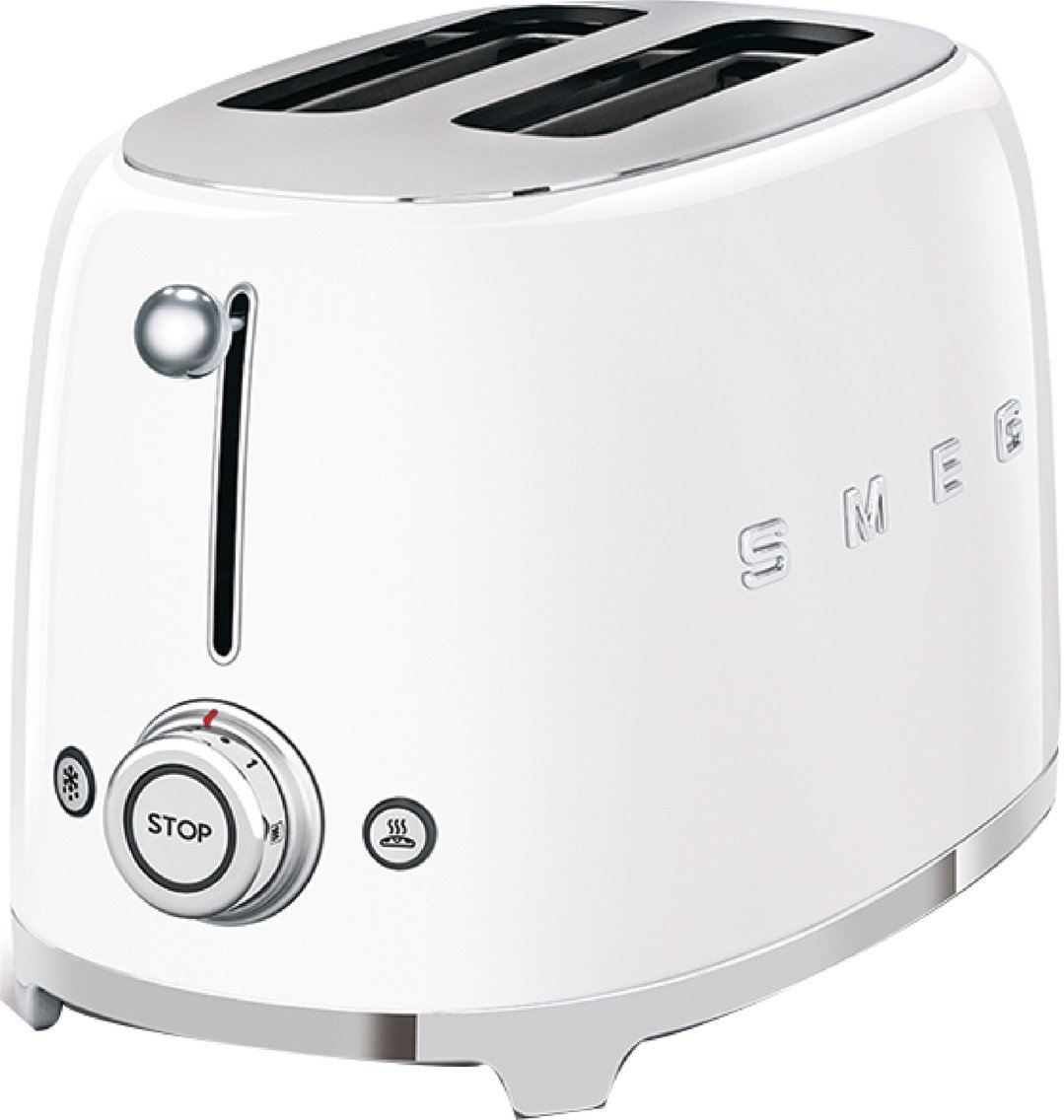 Smeg 50's Retro Style Aesthetic 2 Slice Toaster White TSF01WHAU