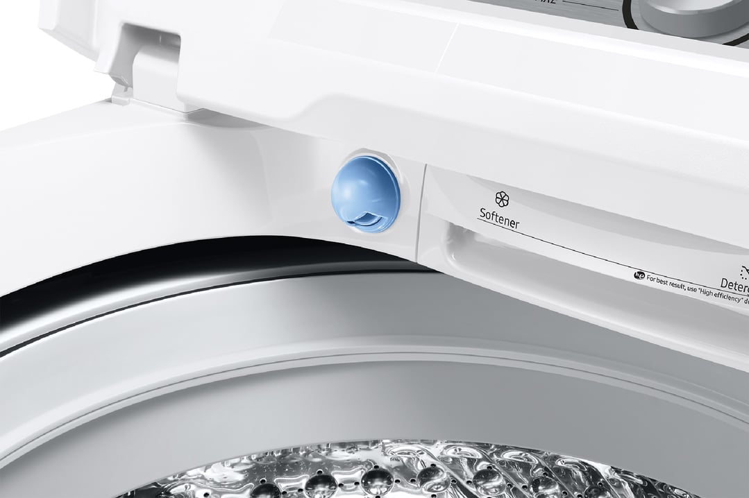Close up of the detergent and softener dispenser on a washing machine