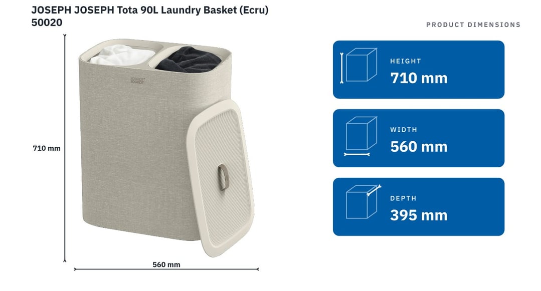 JOSEPH JOSEPH Tota 90L Laundry Basket (Ecru) 50020