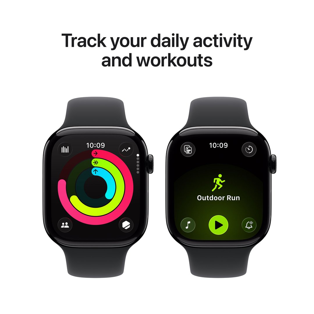Apple Watch Series 11 46mm Jet Black Aluminium Case GPS Sport Band (M/L) (Black) MEUX4X/A