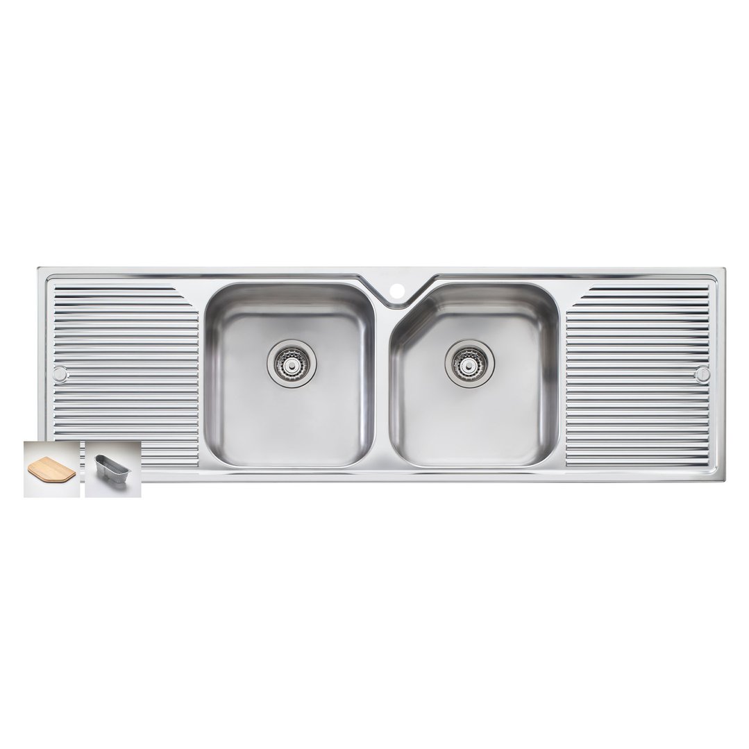 Oliveri Nu-Petite Double Bowl Topmount Sink With Double Drainer NP653
