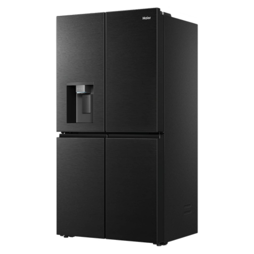 Haier 624L, Quad Door Refrigerator Freezer, Ice & Water, Plumbed, Black HRF690YZC