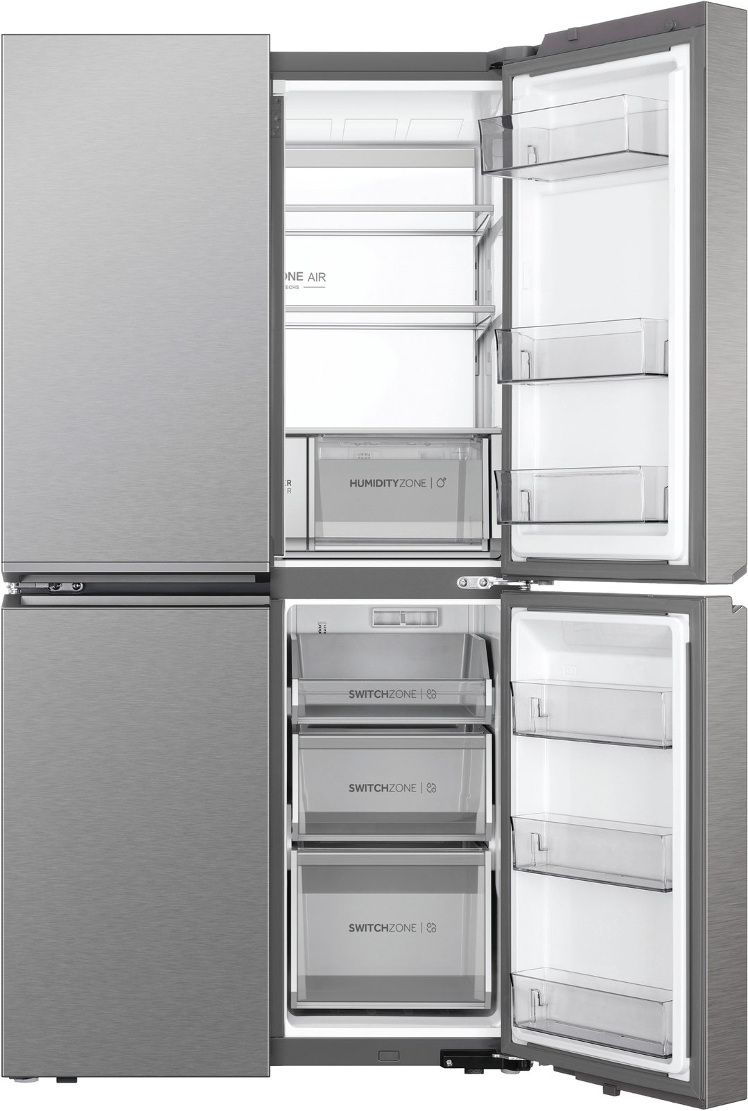 Haier Quad Door Refrigerator Freezer, 91cm, 623L, Ice & Water Satina HRF680YPS