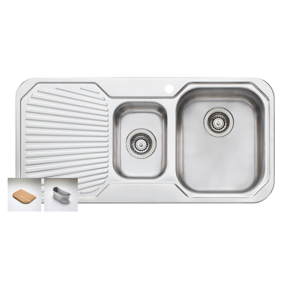 Oliveri Petite 1 & 1/2 Right Hand Bowl Sink With Drainer PE302
