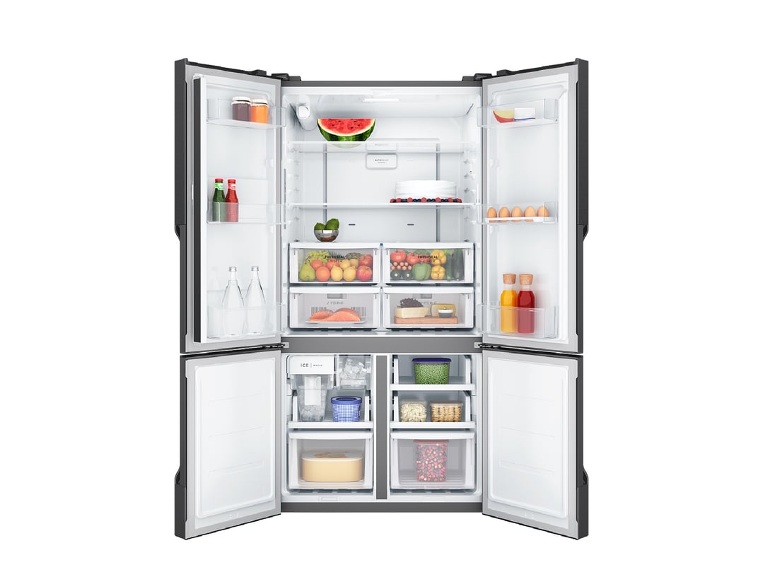 Westinghouse 564L Quad Door Fridge, Matte Charcoal Black with a Plumbed Water Dispenser WQE5750BB