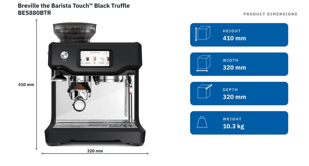 Breville the Barista Touch™ Black Truffle BES880BTR — product dimensions