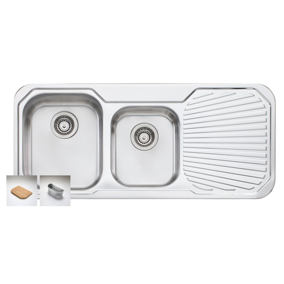 Oliveri Petite 1 & 3/4 Left Hand Bowl Sink With Drainer PE311