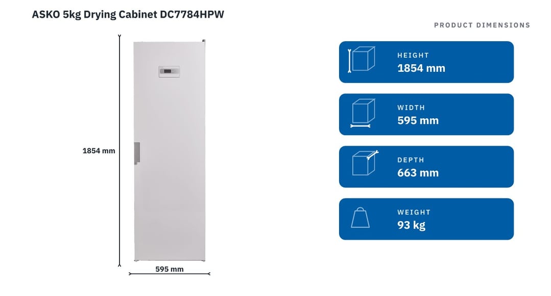 ASKO 5kg Drying Cabinet DC7784HPW — product dimensions