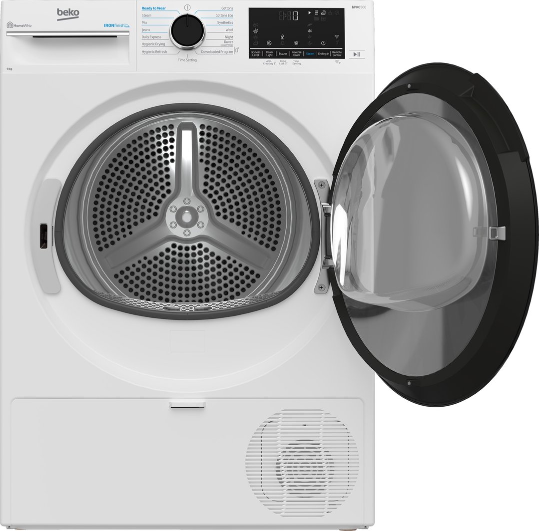 Beko 9kg Heat Pump Dryer with Steam & Wifi - White BDPB903SW