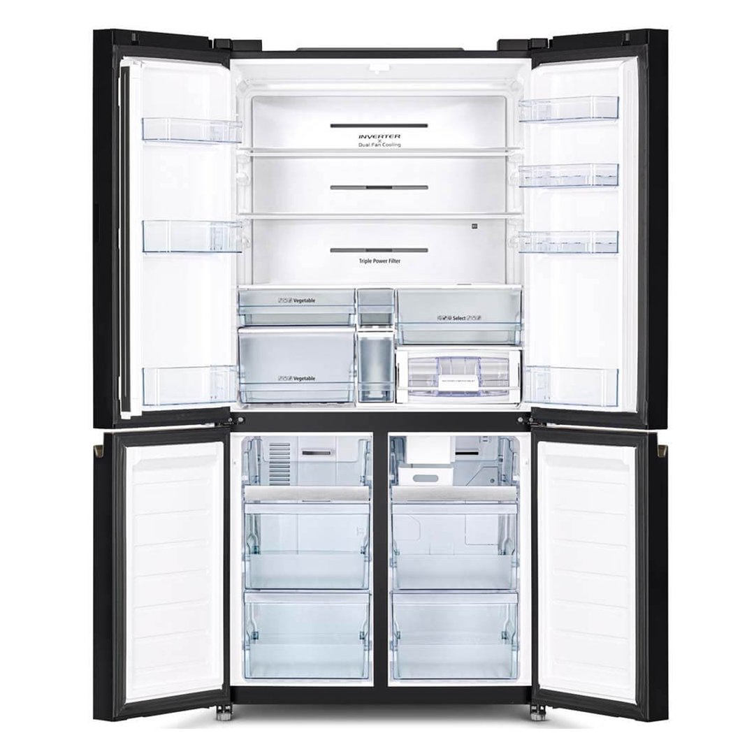 Hitachi 569L Black Glass 4 Door French Bottom Freezer Refrigerator R-WB640VT0-1GBK