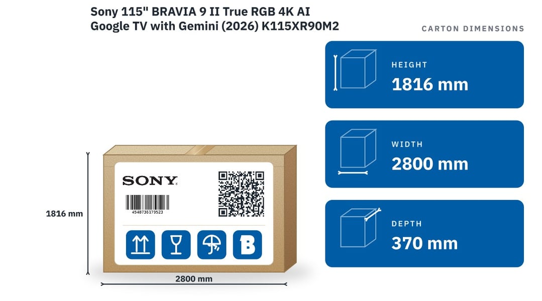 Sony 115" BRAVIA 9 II True RGB 4K AI Google TV with Gemini (2026) K115XR90M2