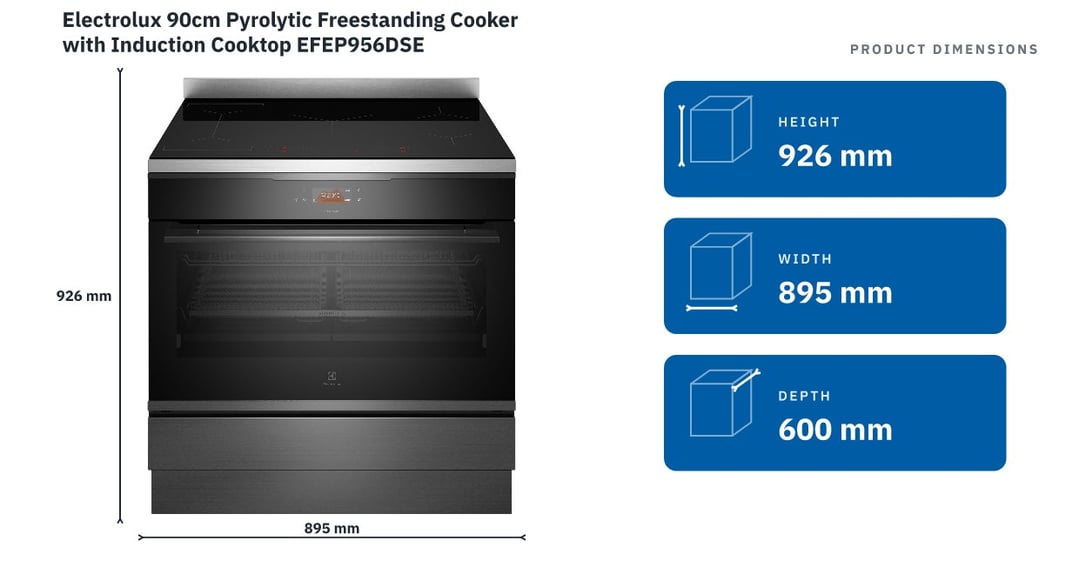 Electrolux 90cm Pyrolytic Freestanding Cooker with Induction Cooktop EFEP956DSE