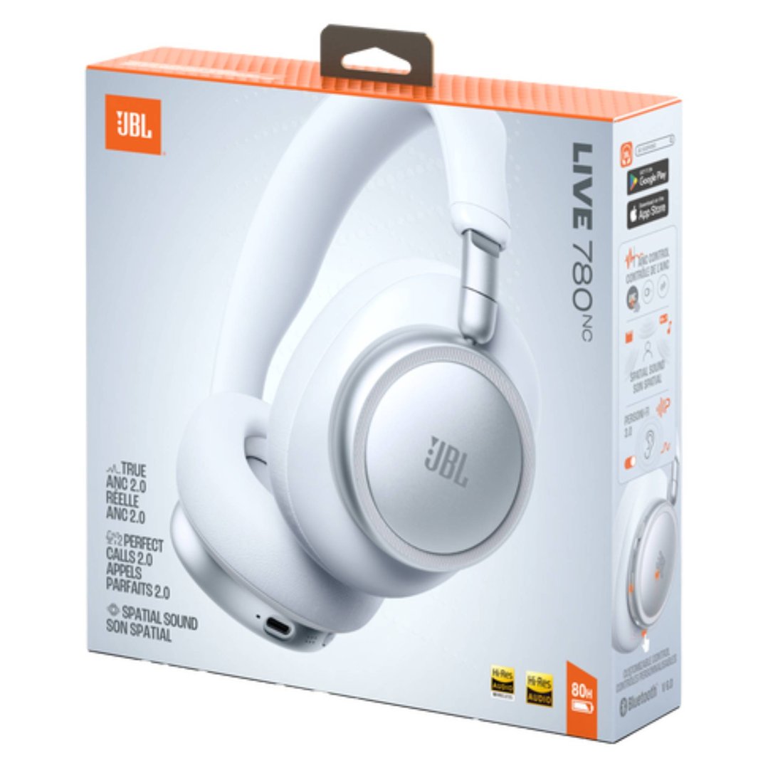 JBL Live 780 Over-Ear BT Noise Cancelling Headphones - White JBLLIVE780NCWHT