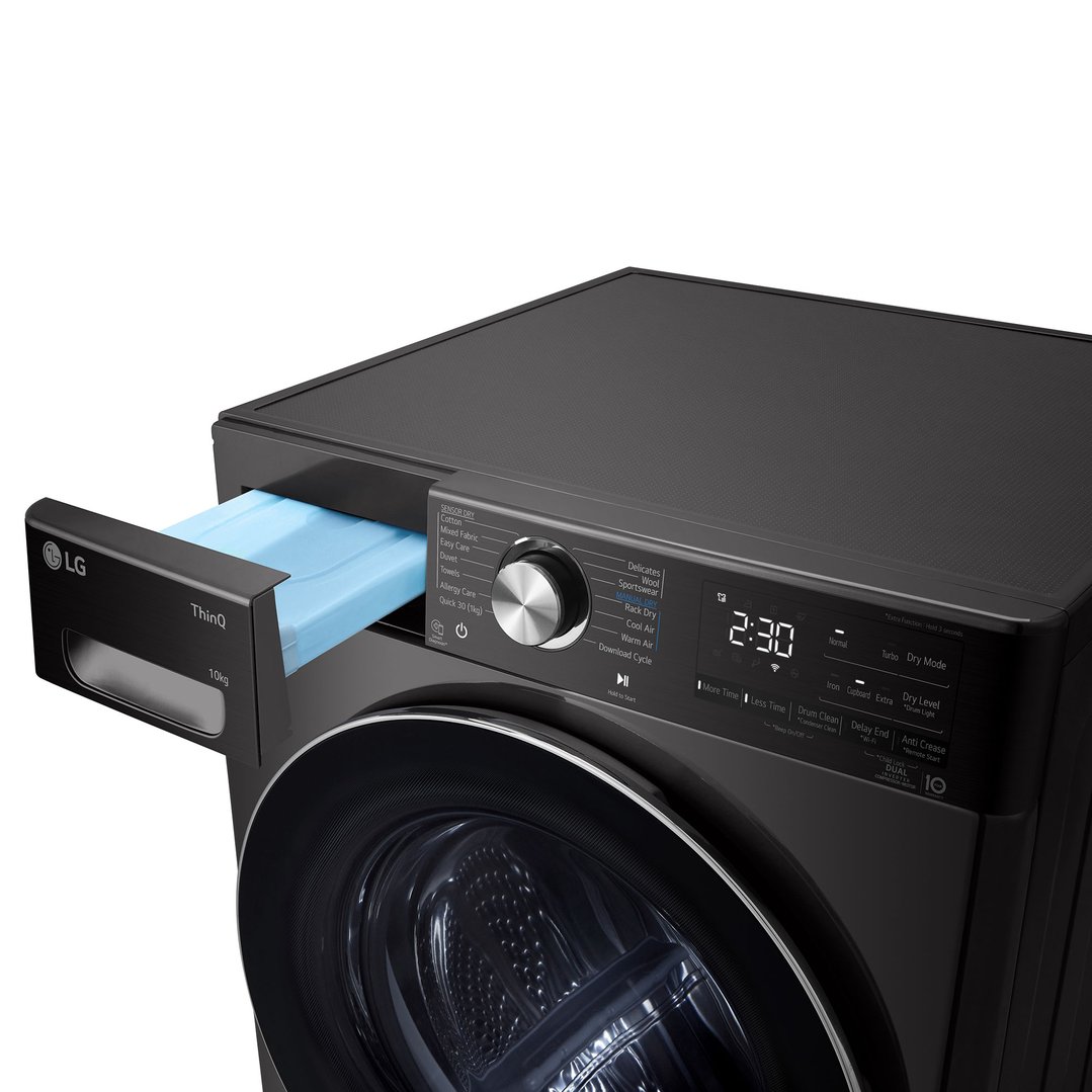 LG 10kg Series 10 Black Steel Heat Pump Dryer DVH10-10B