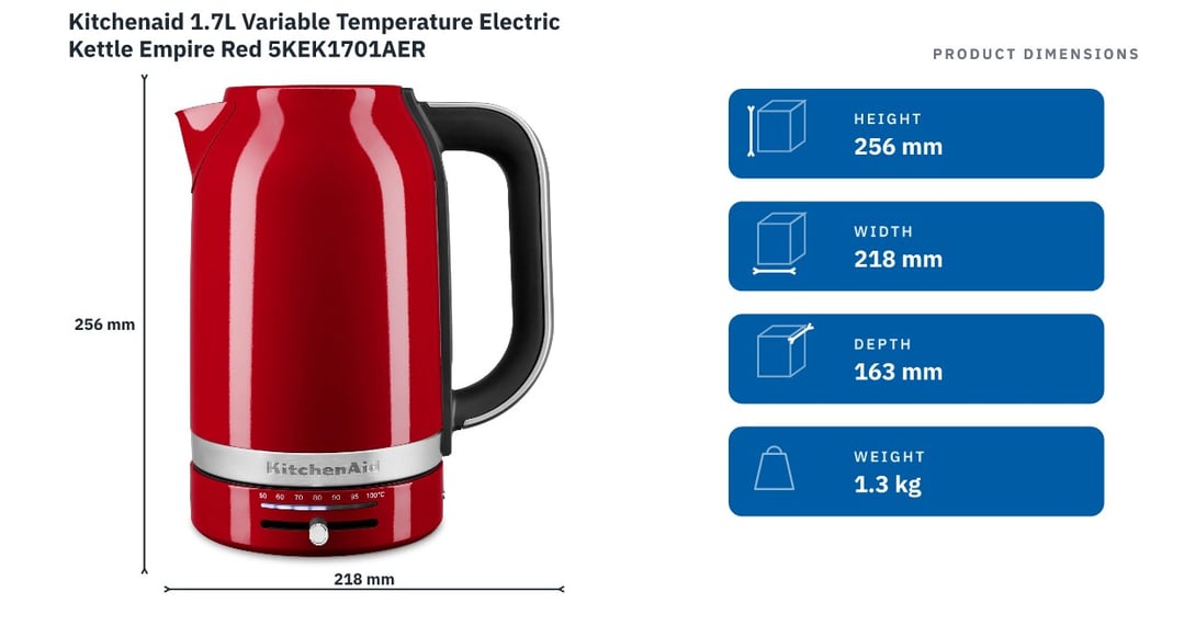 Kitchenaid 1.7L Variable Temperature Electric Kettle Empire Red 5KEK1701AER