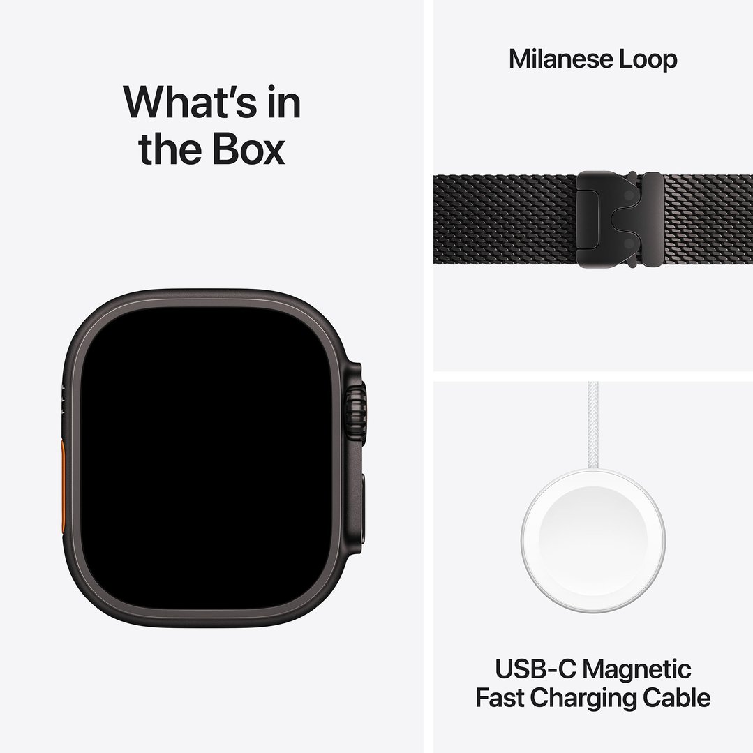 Apple Watch Ultra 3 49mm Black Titanium Case GPS + Cellular Milanese Loop (Large) MF1T4X/A