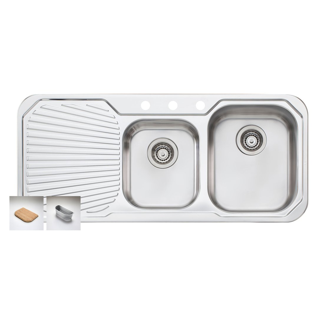 Oliveri Petite 1 & 3/4 Right Hand Bowl Sink With Drainer PE312