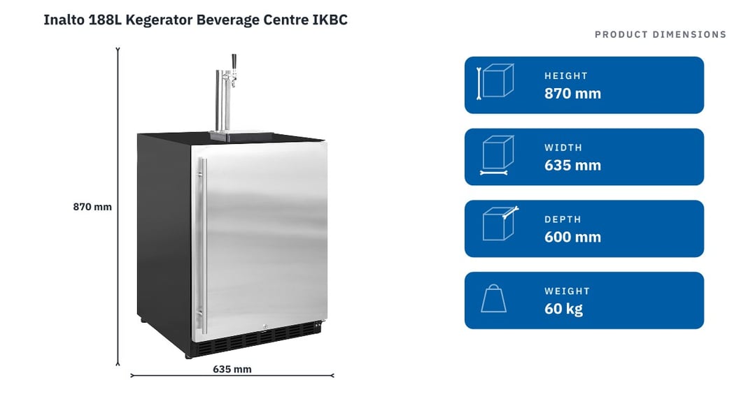 Inalto 188L Kegerator Beverage Centre IKBC