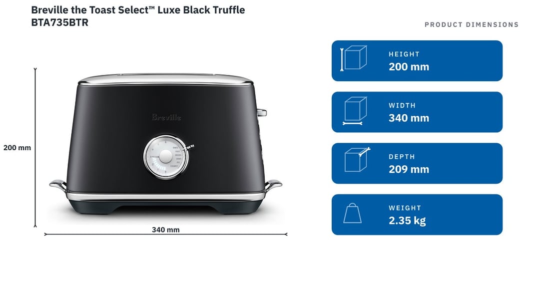 Breville the Toast Select™ Luxe Black Truffle BTA735BTR — product dimensions