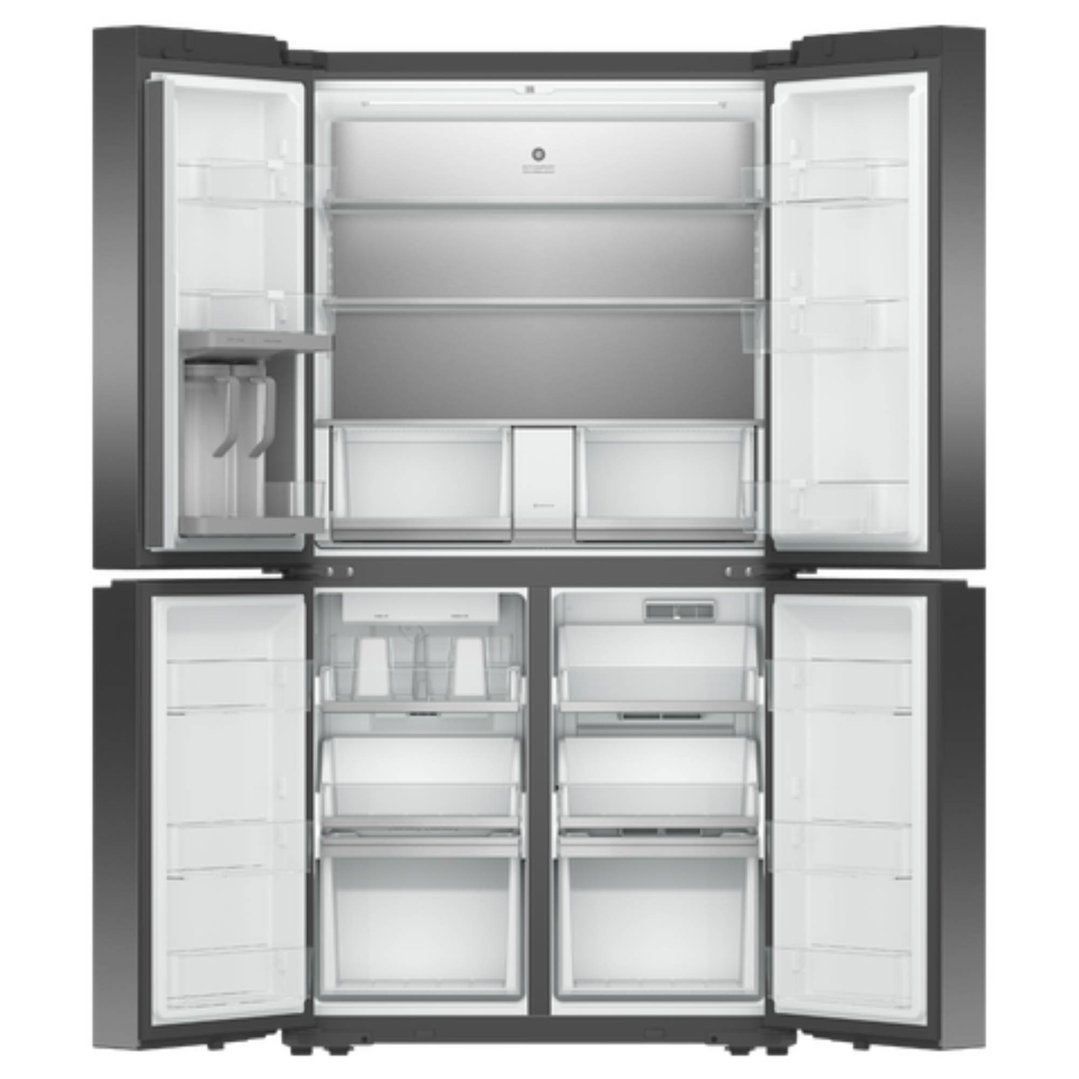 Fisher & Paykel 627L Series 7 Quad Door Refrigerator Freezer Black Stainless Steel RF620QNPVB1