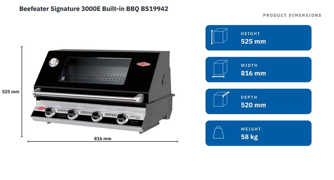 Beefeater Signature 3000E Built-in BBQ BS19942 — product dimensions