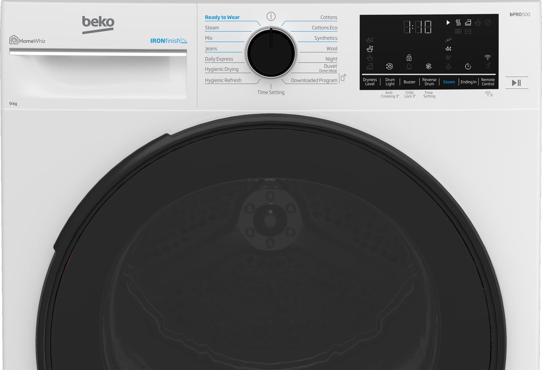 Beko 9kg Heat Pump Dryer with Steam & Wifi - White BDPB903SW