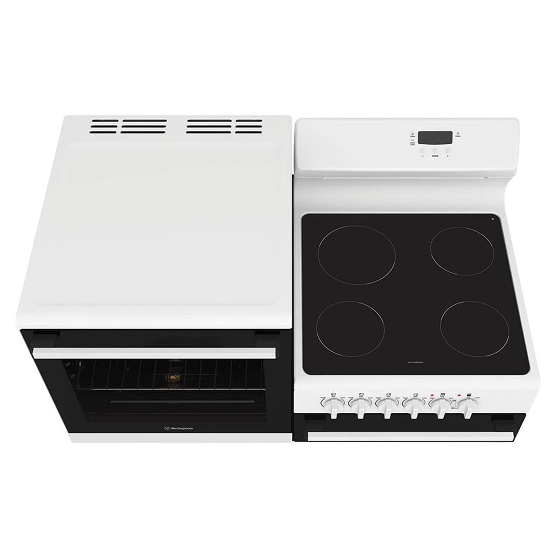 Westinghouse 110cm freestanding electric oven and ceramic cooktop with separate grill, white