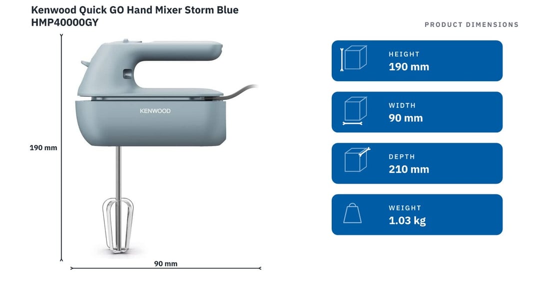 Kenwood Quick GO Hand Mixer Storm Blue HMP40000GY