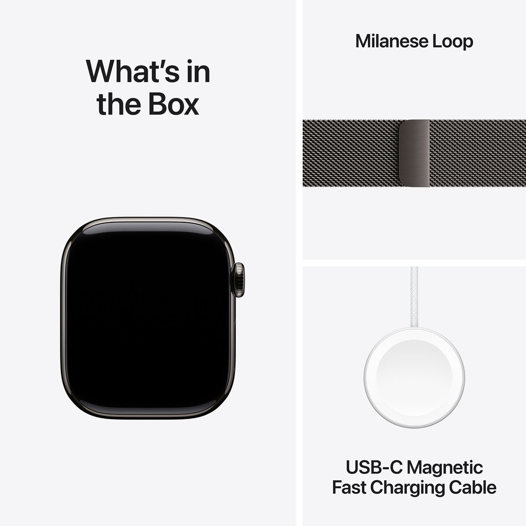 Apple Watch Series 11 42mm Slate Titanium Case GPS+ Cellular Slate Milanese Loop MF8U4X/A