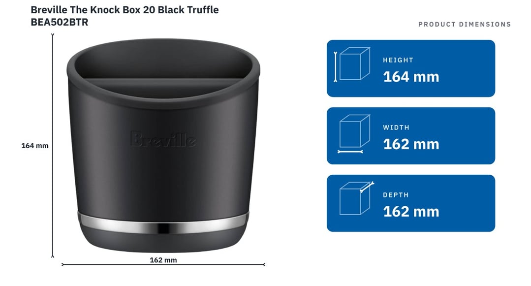 Breville The Knock Box 20 Black Truffle BEA502BTR — product dimensions