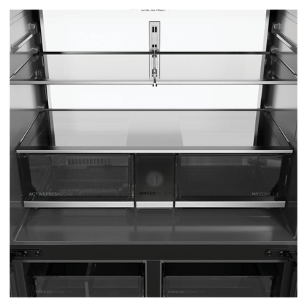 Haier 624L, Quad Door Refrigerator Freezer, Ice & Water, Plumbed, Black HRF690YZC