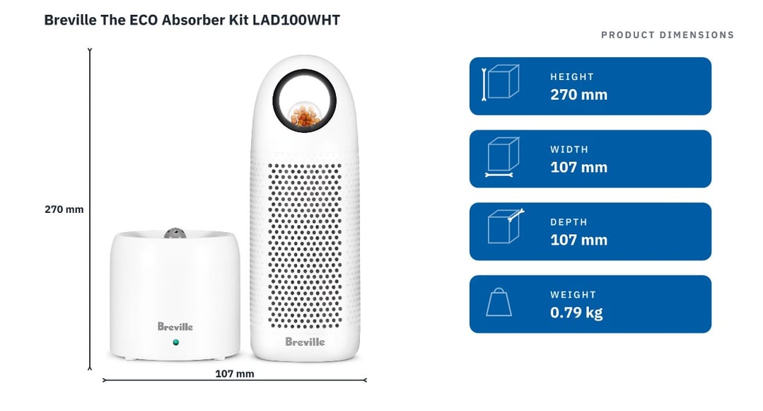 Breville The ECO Absorber Kit LAD100WHT — product dimensions