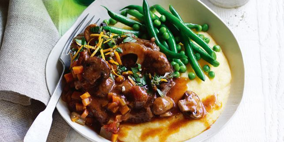 Osso buco with mushroom and red wine sauce