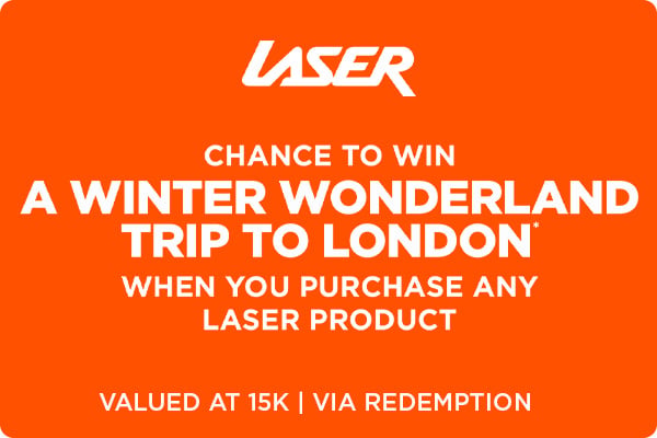 Chance to Win a Winter Wonderland Trip to London* valued at $15k when you purchase any Laser product