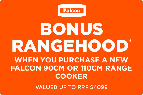 Bonus Rangehood* valued up to RRP $4099 when you purchase a new Falcon 90cm or 110cm Range Cooker