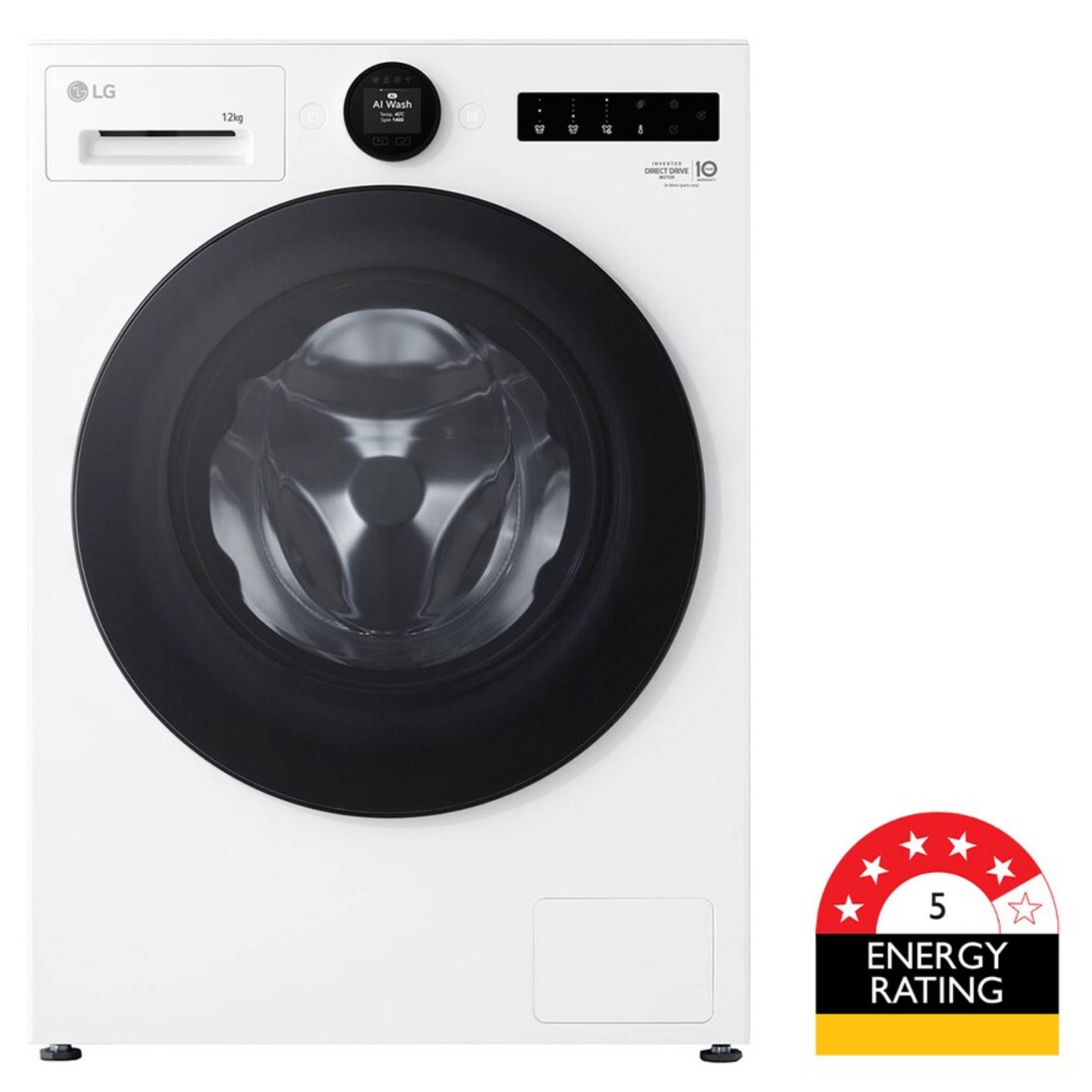 LG 12kg Series 9 Front Load Washer White - Steam+ WX9-1412W