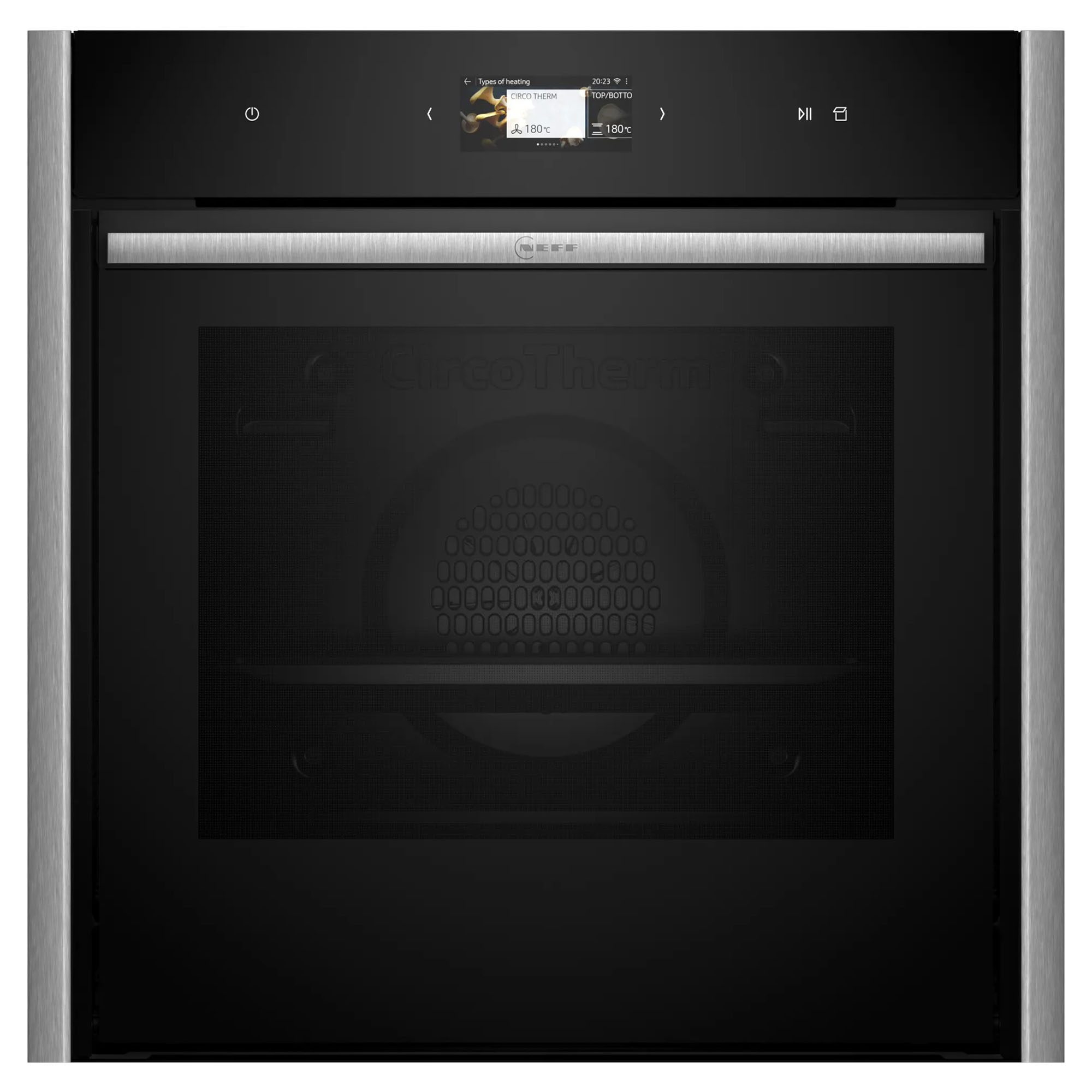Neff Pyrolytic Slide & Hide® Oven + Added Steam with Metallic Silver Side Trims / Handle B69VS73Y0A-MS