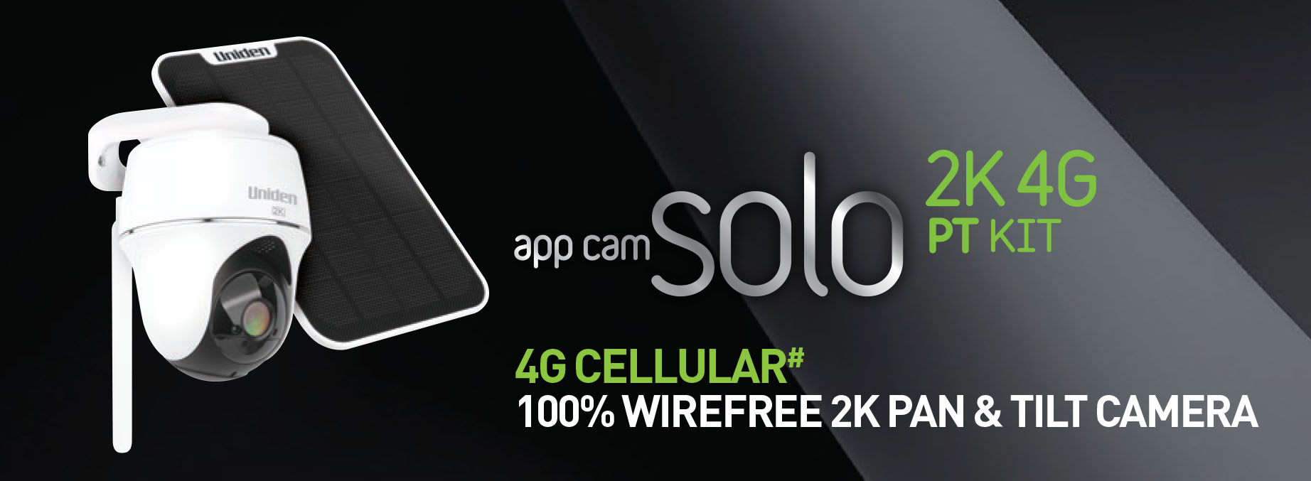 Uniden Guardian App Cam Solo Kit WireFree 4G Cellular, 2K Super HD Outdoor Weatherproof Smart