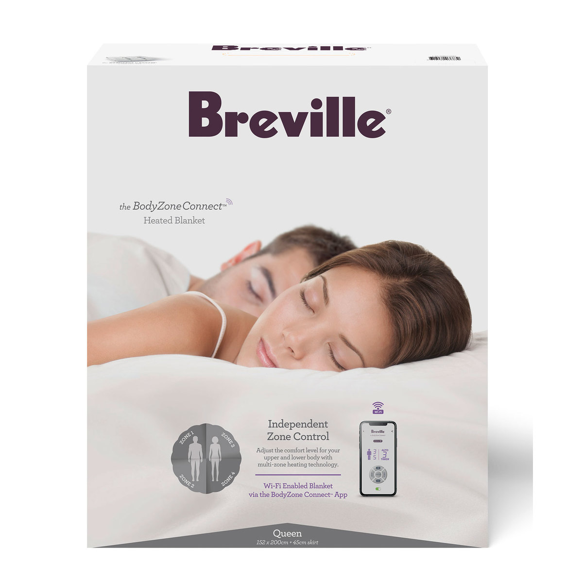 Breville BodyZone Connect Queen Quilted Fitted Heated Blanket LZB538WHT
