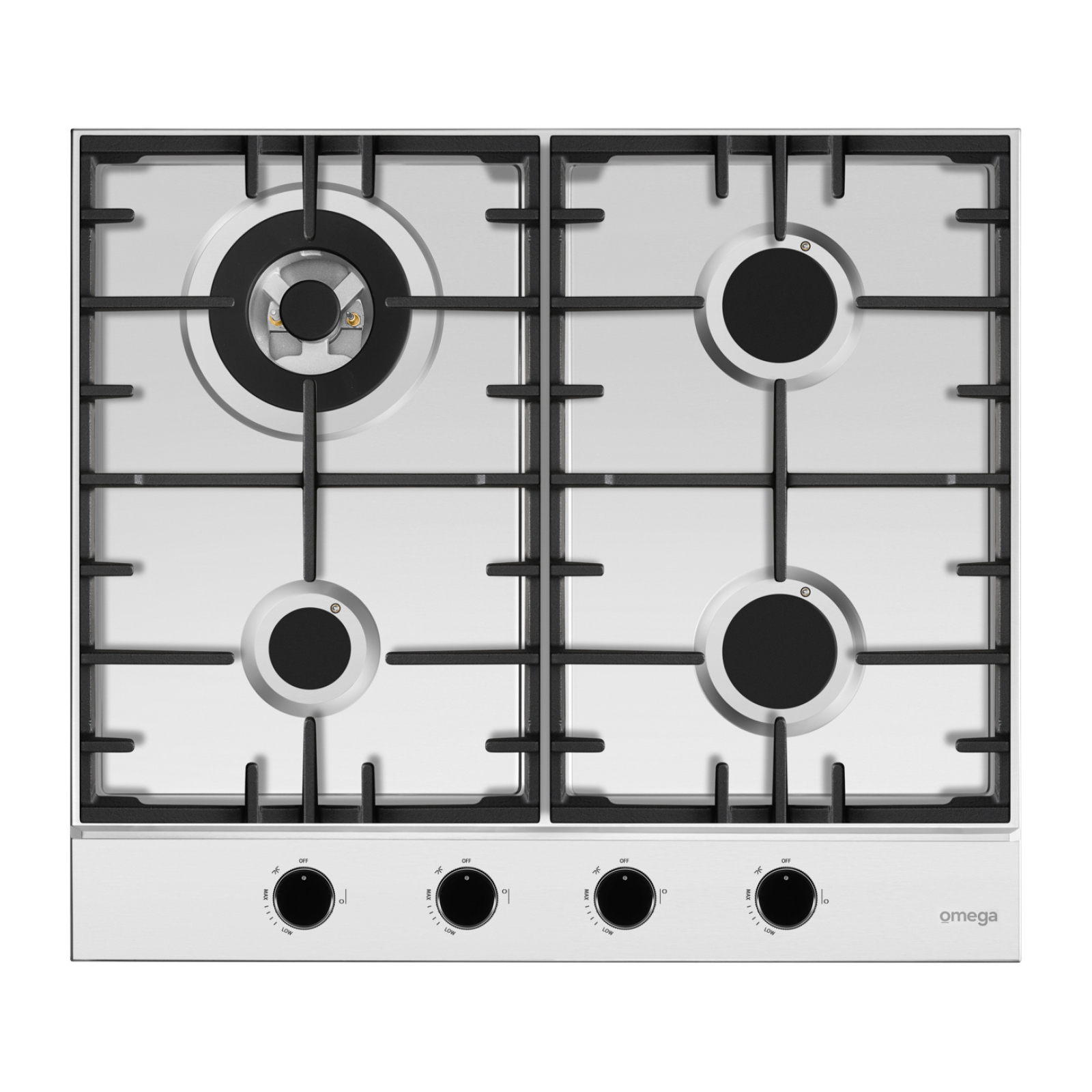 Omega 60cm Gas Cooktop, Stainless Steel