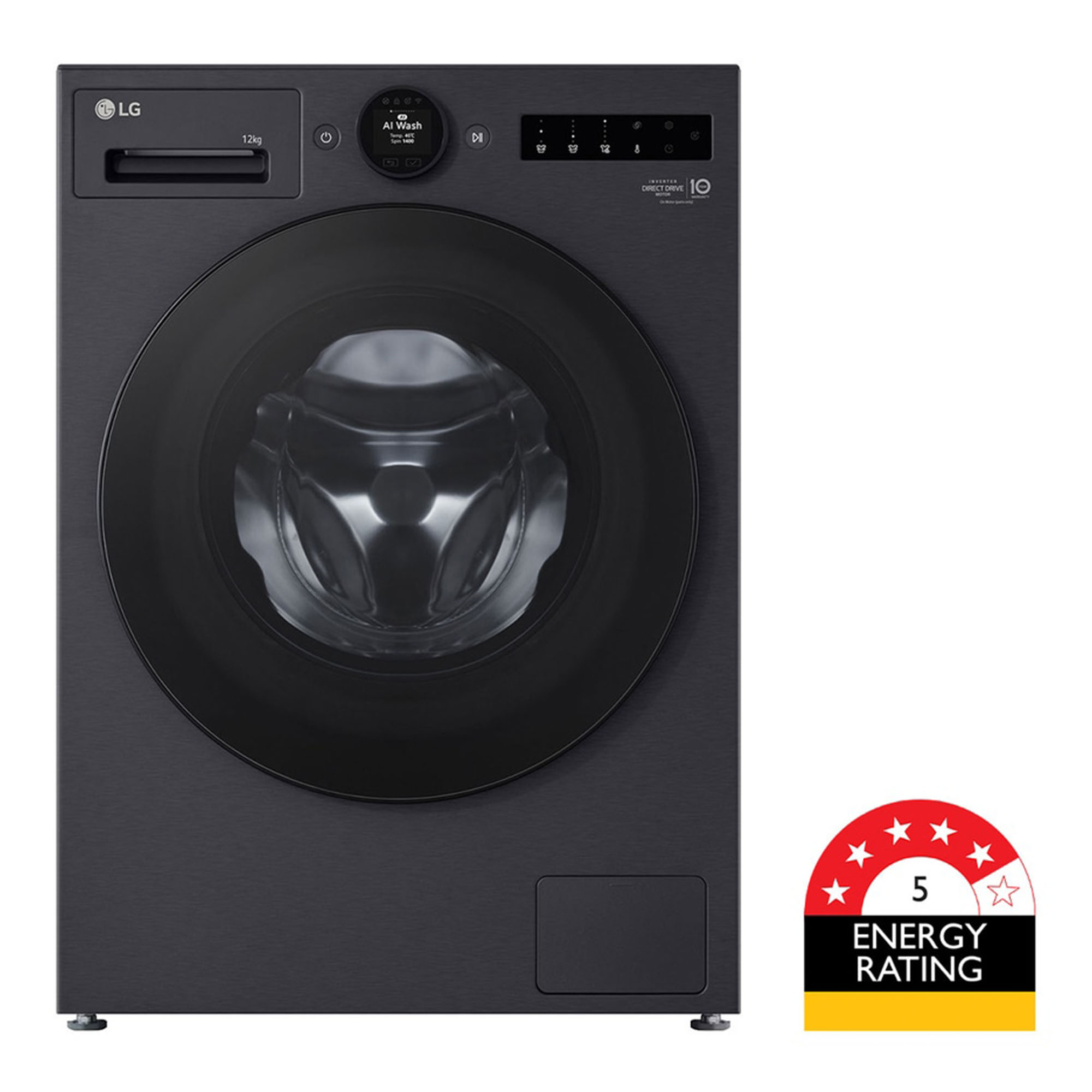 LG 12kg Series 10 Front Load Washer Matte Black - ezDispense WX10-1412MB