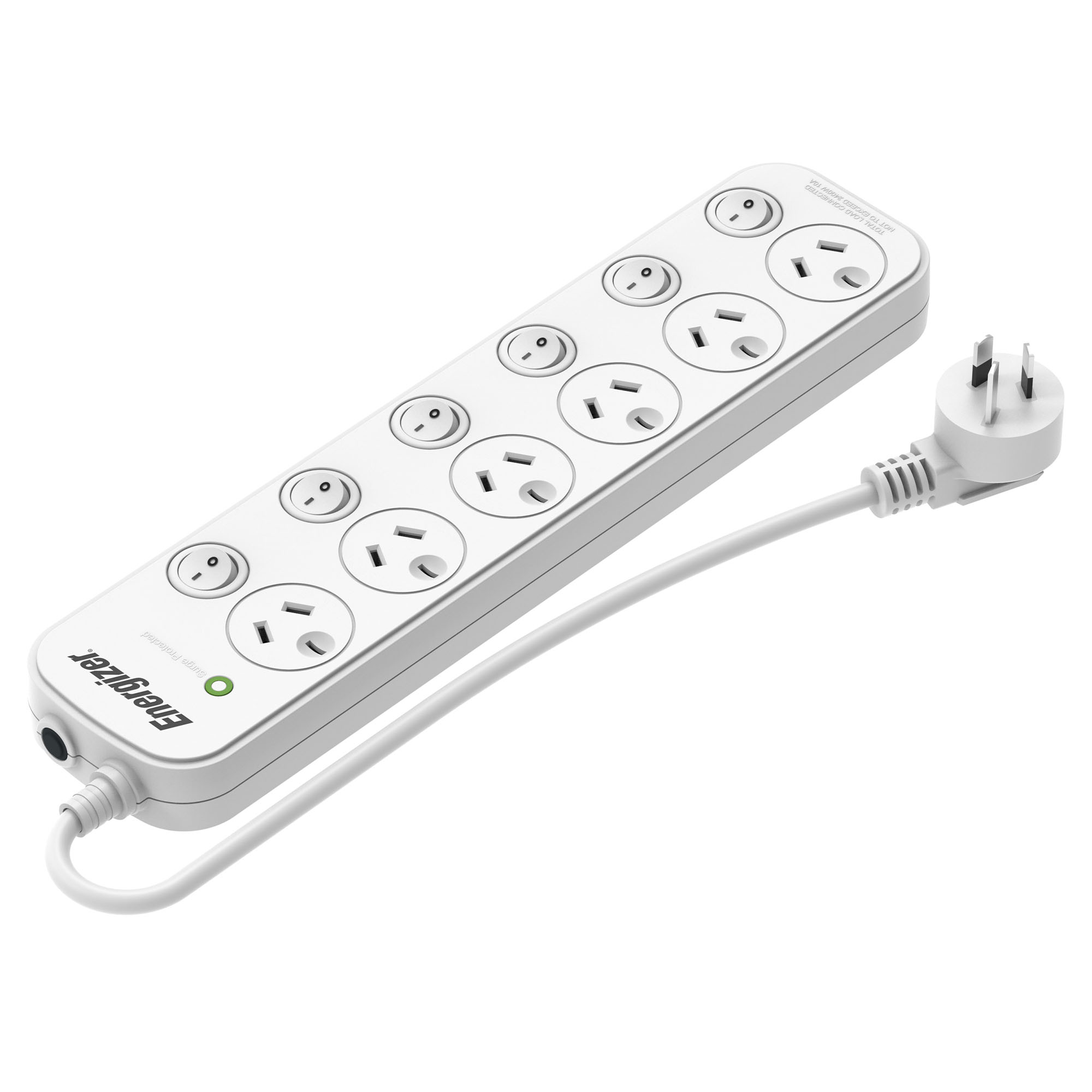 Energizer 6 Outlet Power Surge Protector with Switches, White ET