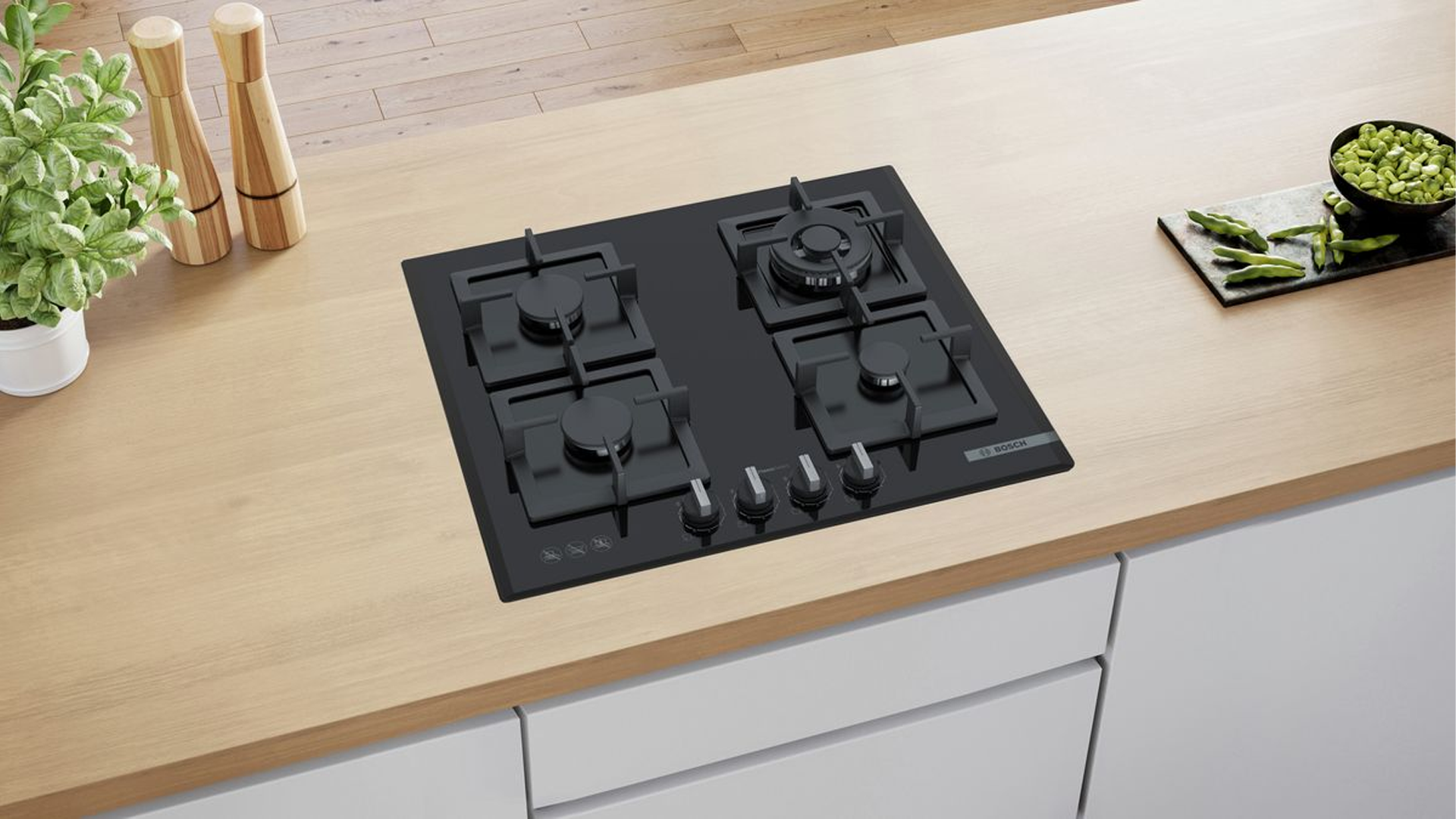 Bosch Series 6 Gas cooktop 60 cm Tempered Glass, Black PPH6A6B21A Buy