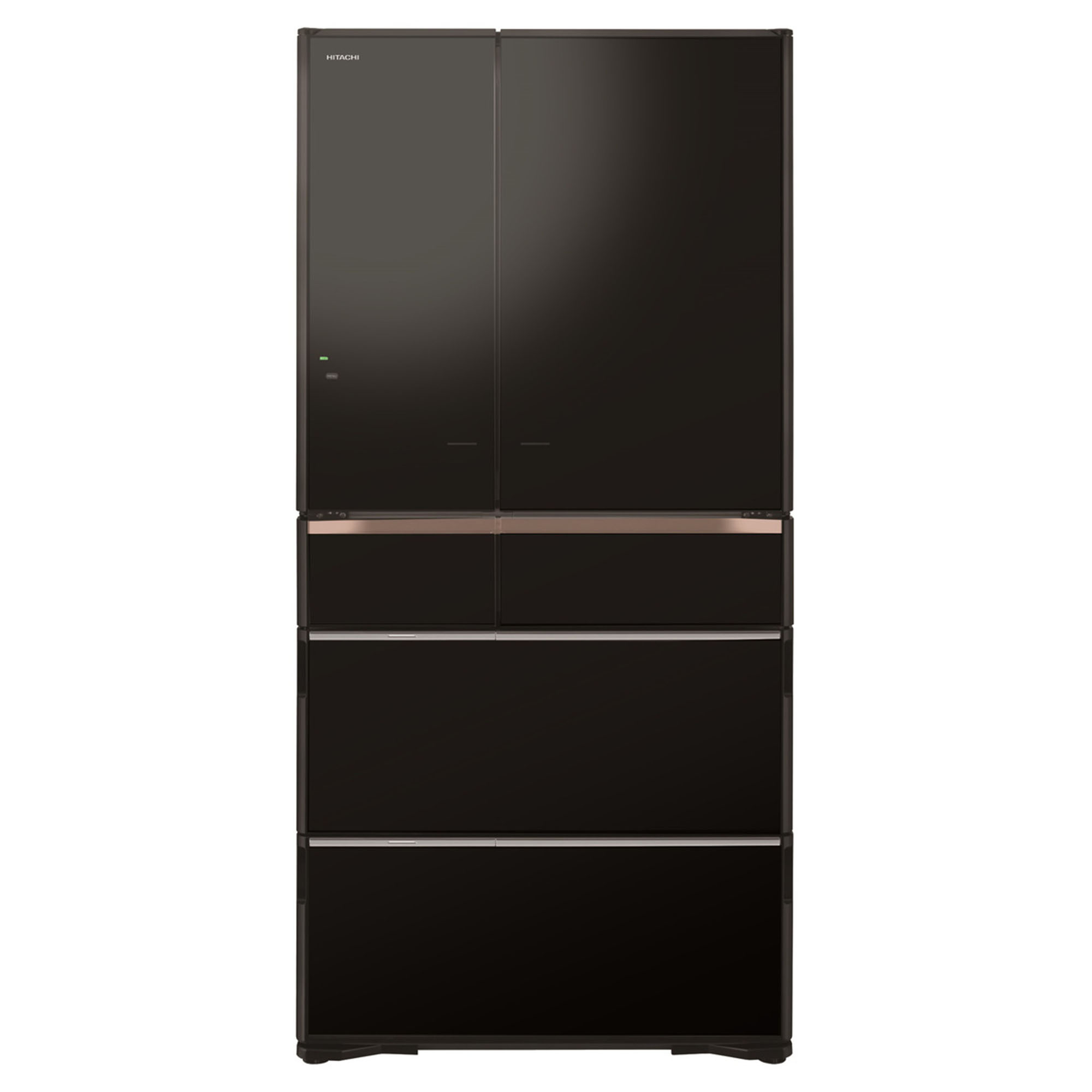 Hitachi 735L Multi Drawer French Door Fridge, Black Glass