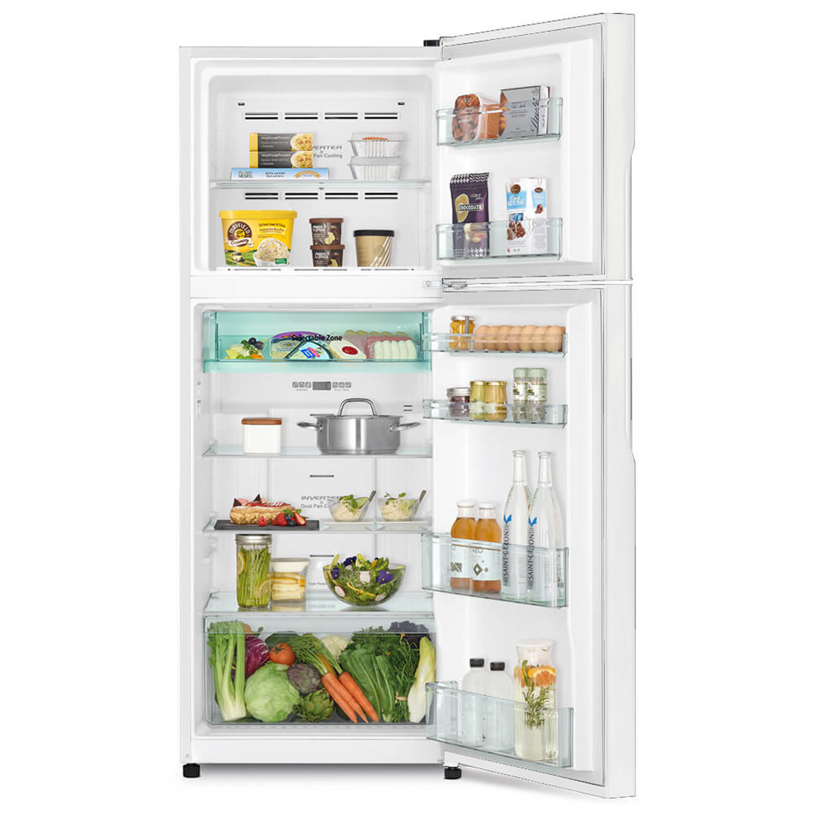 Hitachi 403L Top Mount Inverter Fridge White RVX445PT9PWH Buy